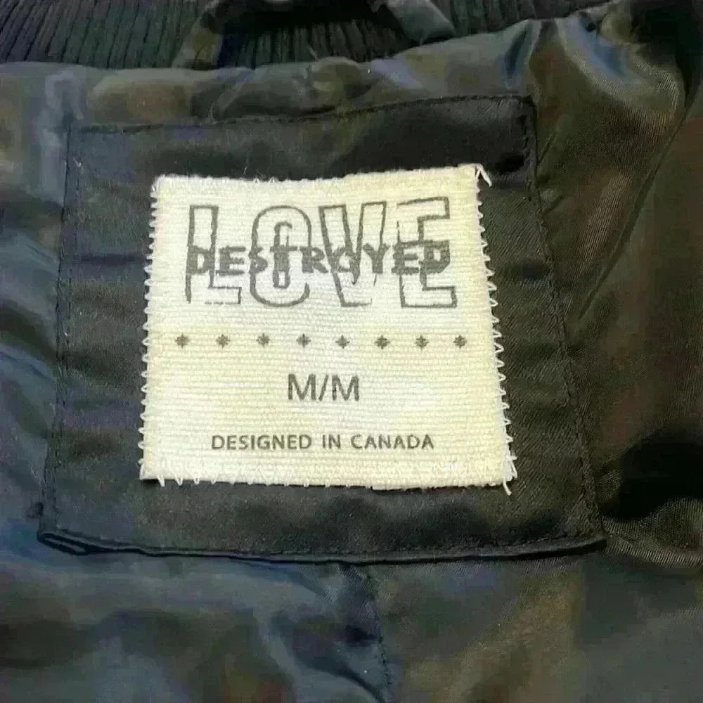 LOVE DESTROYED Embroidered Bomber Jacket Size Medium​ - Picture 5 of 7